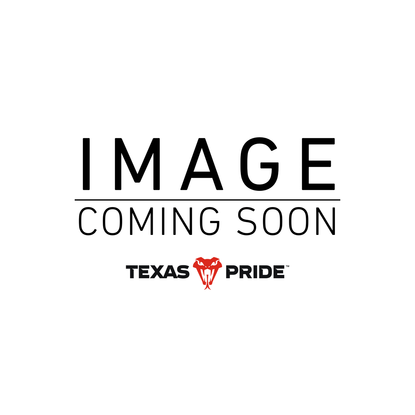 Placeholder image with camera icon and 'Image Coming Soon' text, featuring the Texas Pride logo.