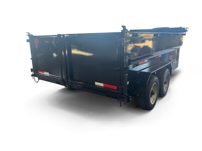 7'x16'x2' - 16K GVWR - Bumper Pull Telescopic Dump Trailer - 6' Equipment Ramps