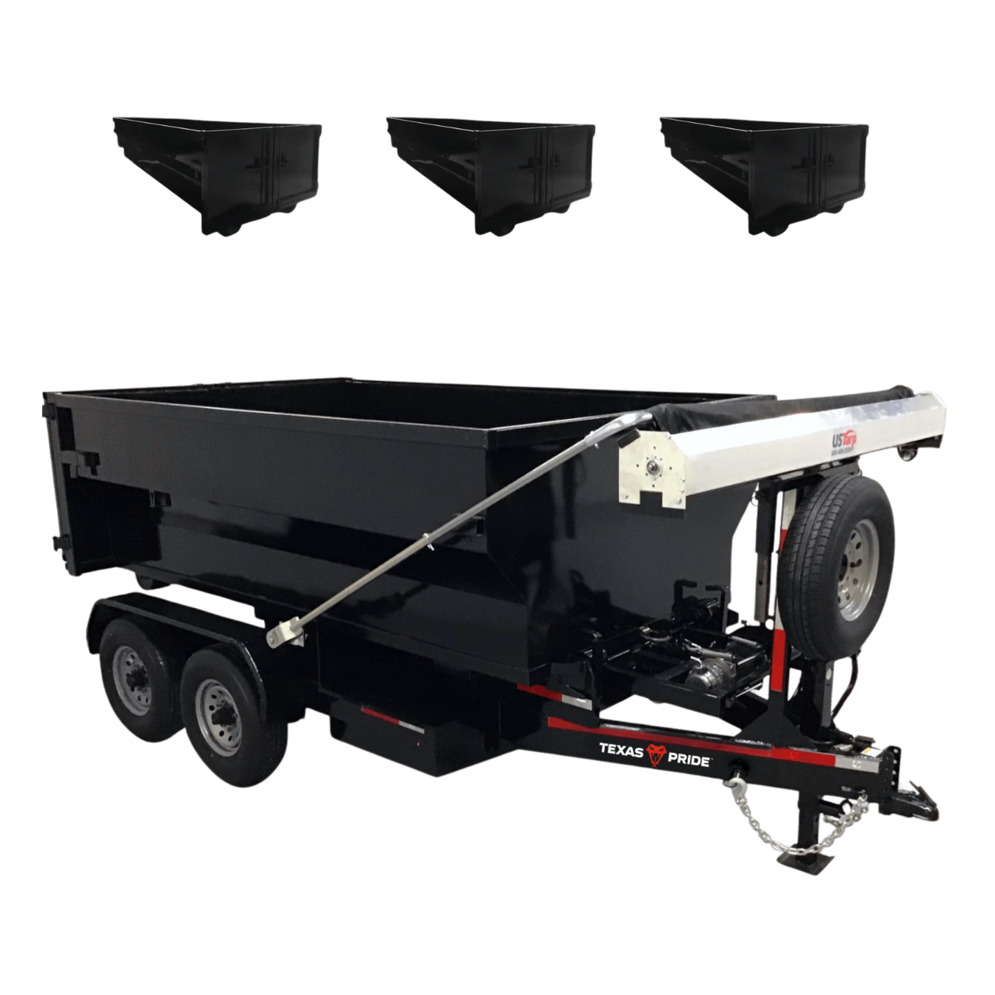 7'x12'- 16K GVWR - Bumper Pull Roll-Off Package With Three 11yd Containers