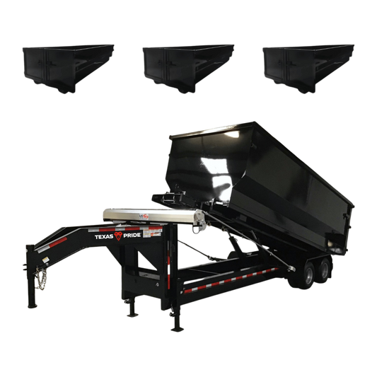 8'x16', 26K GVWR, Gooseneck, Dual Tandem, Roll- Off package w/ Three 15yd Containers